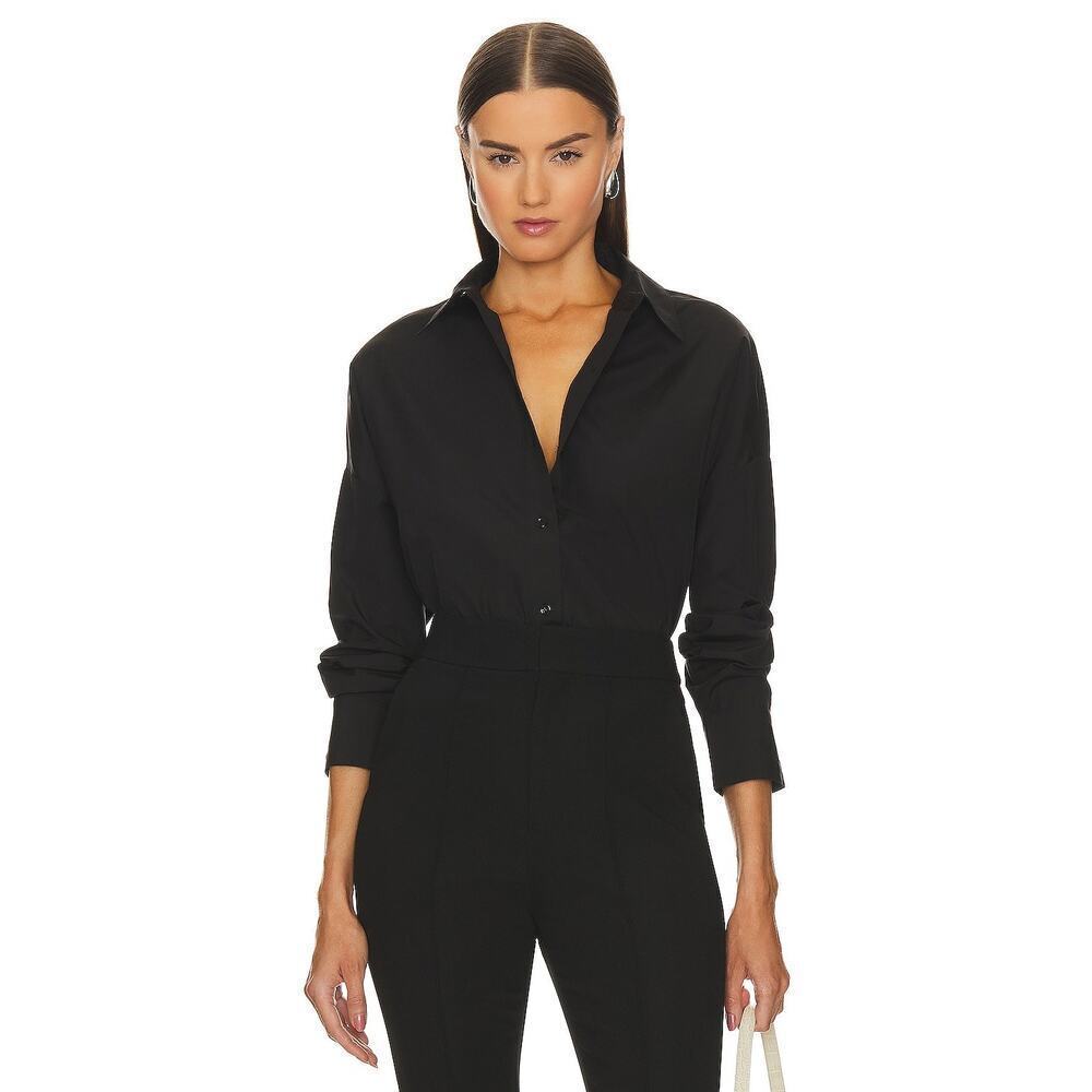 Favorite Daughter Ex-Boyfriend Shirt Black Poplin Size Small Quiet Luxury - Picture 3 of 8
